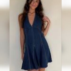 Elegant Blue Halter Dress